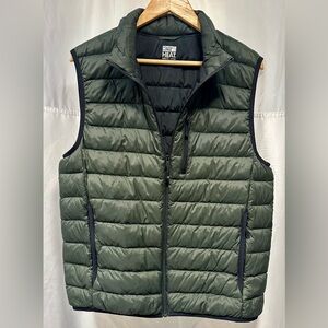 32 Degrees HEAT Mens Green Quilted Puffer Vest Full Zip Pockets Lightweight Sz M